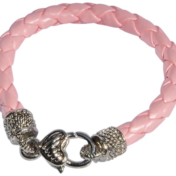 2PCS, LEATHER BRACELET WITH SILVER 2 SIDED HEART - Picture 5 of 9